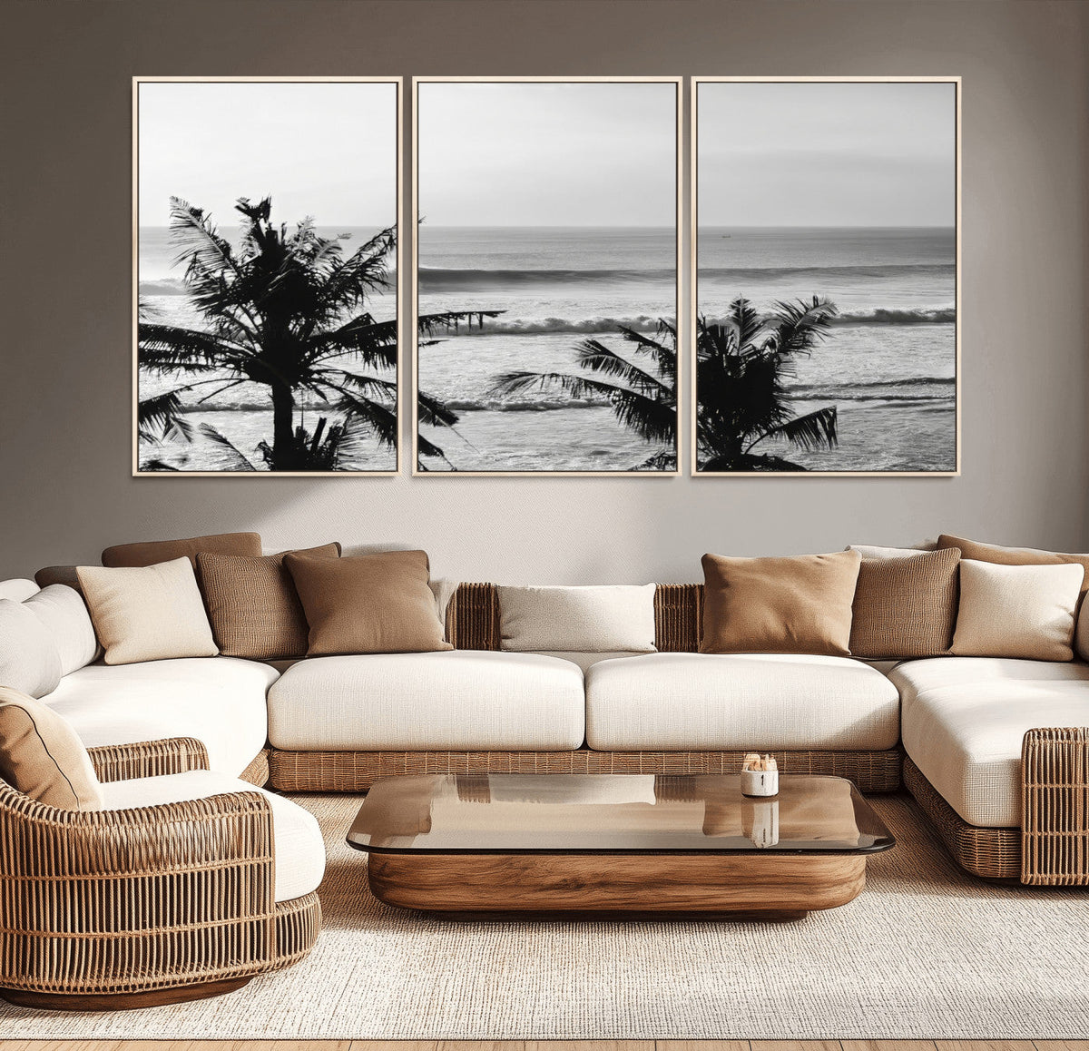 Tropical Coastline Wall Art Canvas Print – Framed Palm Trees