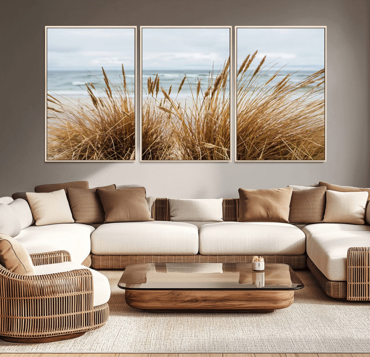 Beach Grass Wall Art Canvas Print – Framed Coastal Dunes Art