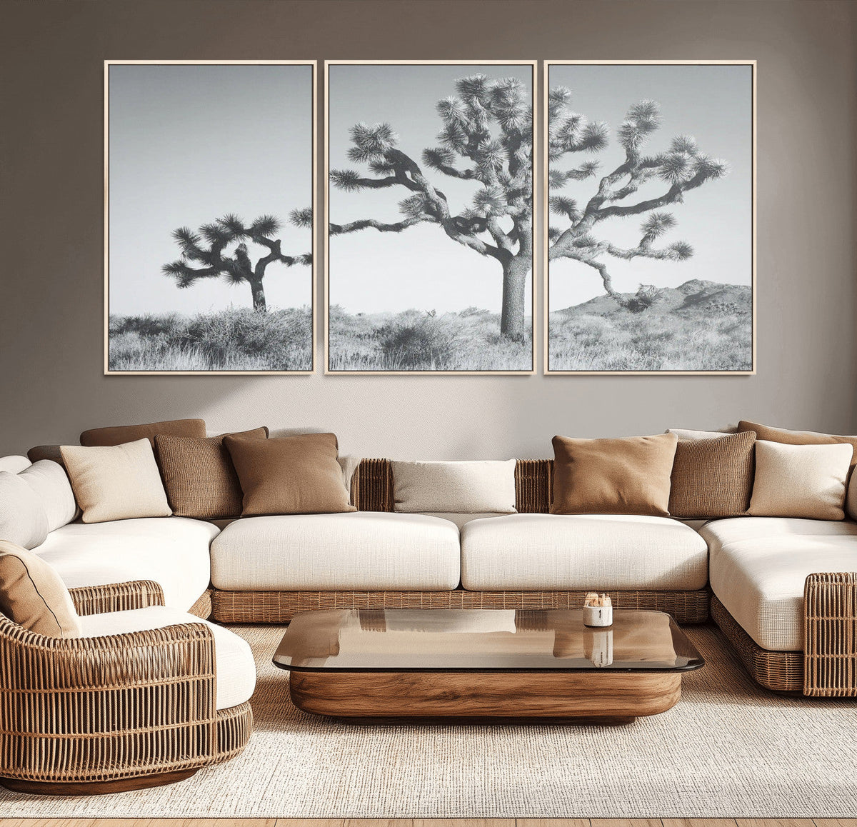 Joshua Tree Wall Art Canvas Print – Framed Black White