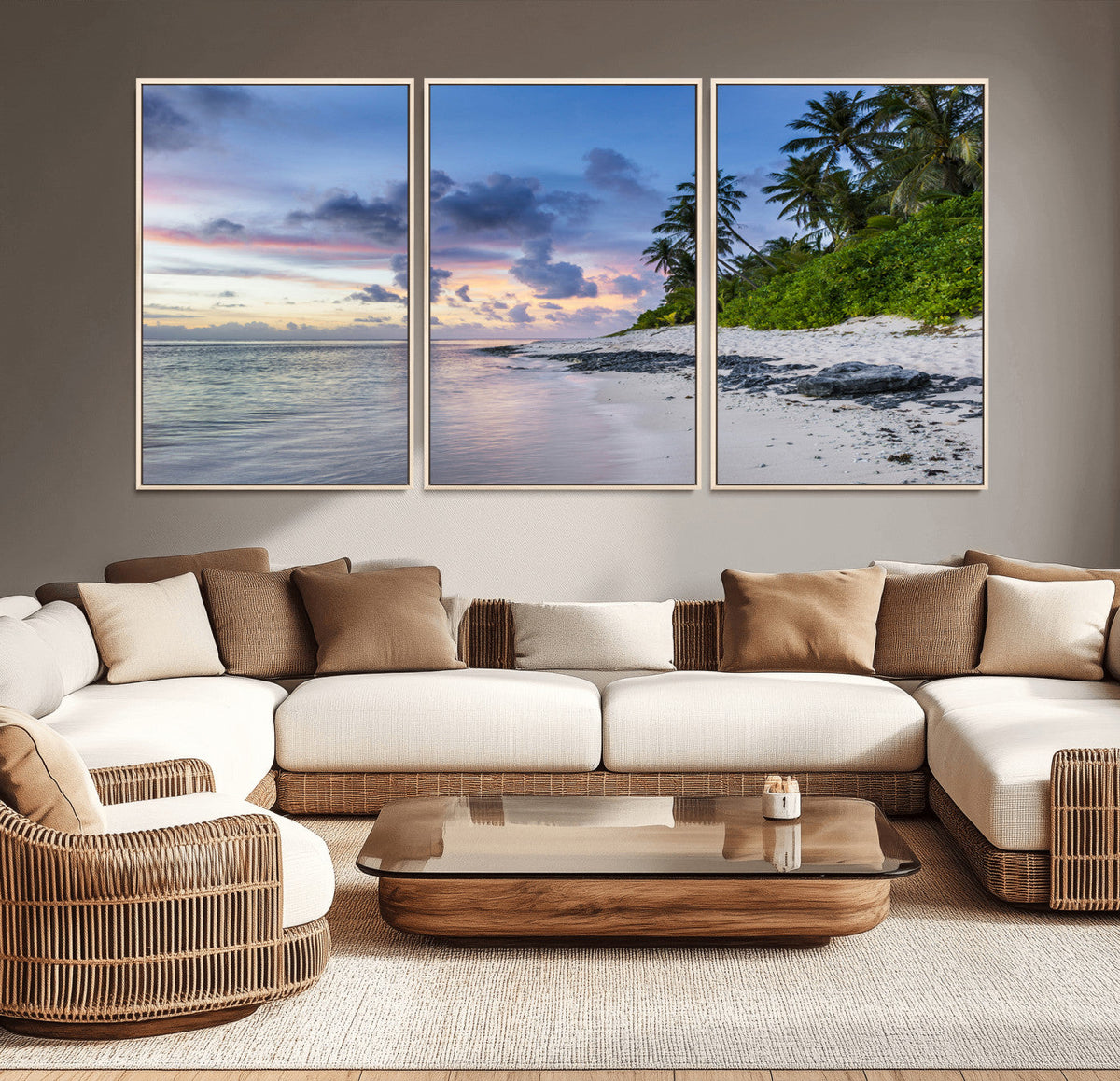 Tropical Beach Wall Art Canvas Print – Framed Sunset Glow
