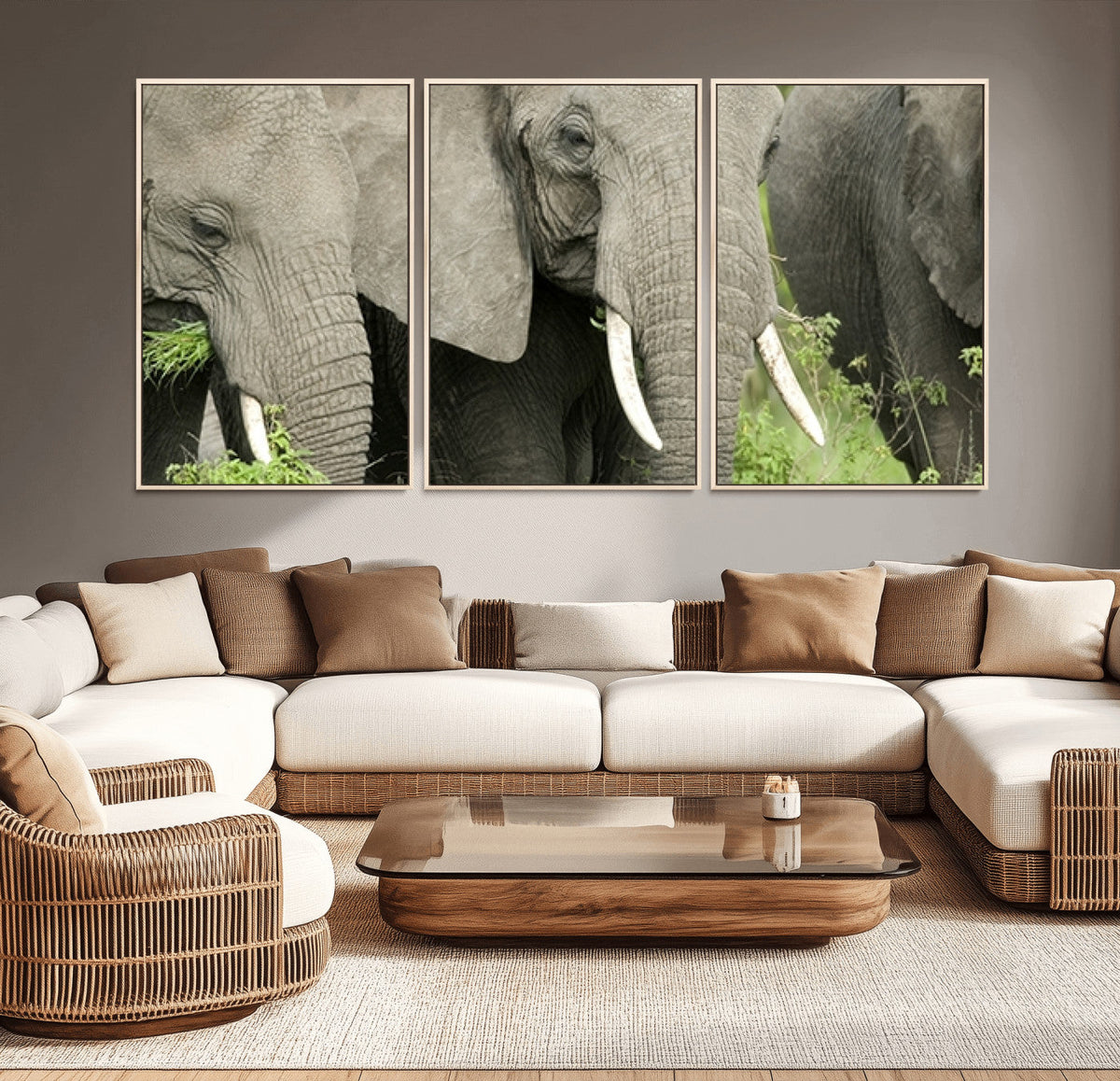 Wild Elephant Wall Art Canvas Print