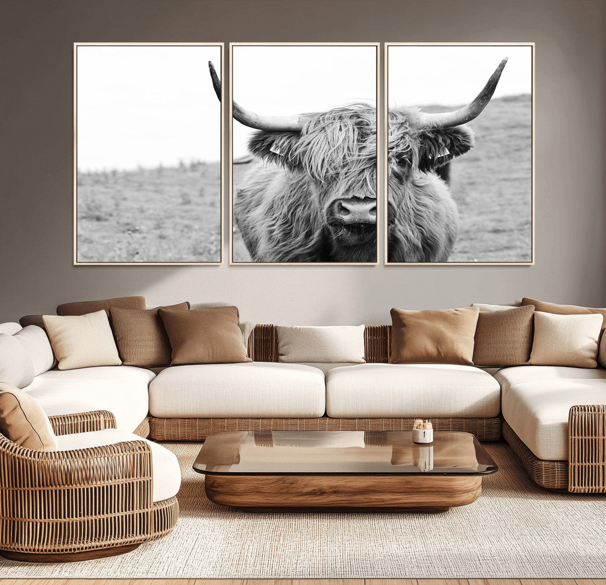 Newfoundland Cow Art Wall Art, Black White Cow Art Wall Art