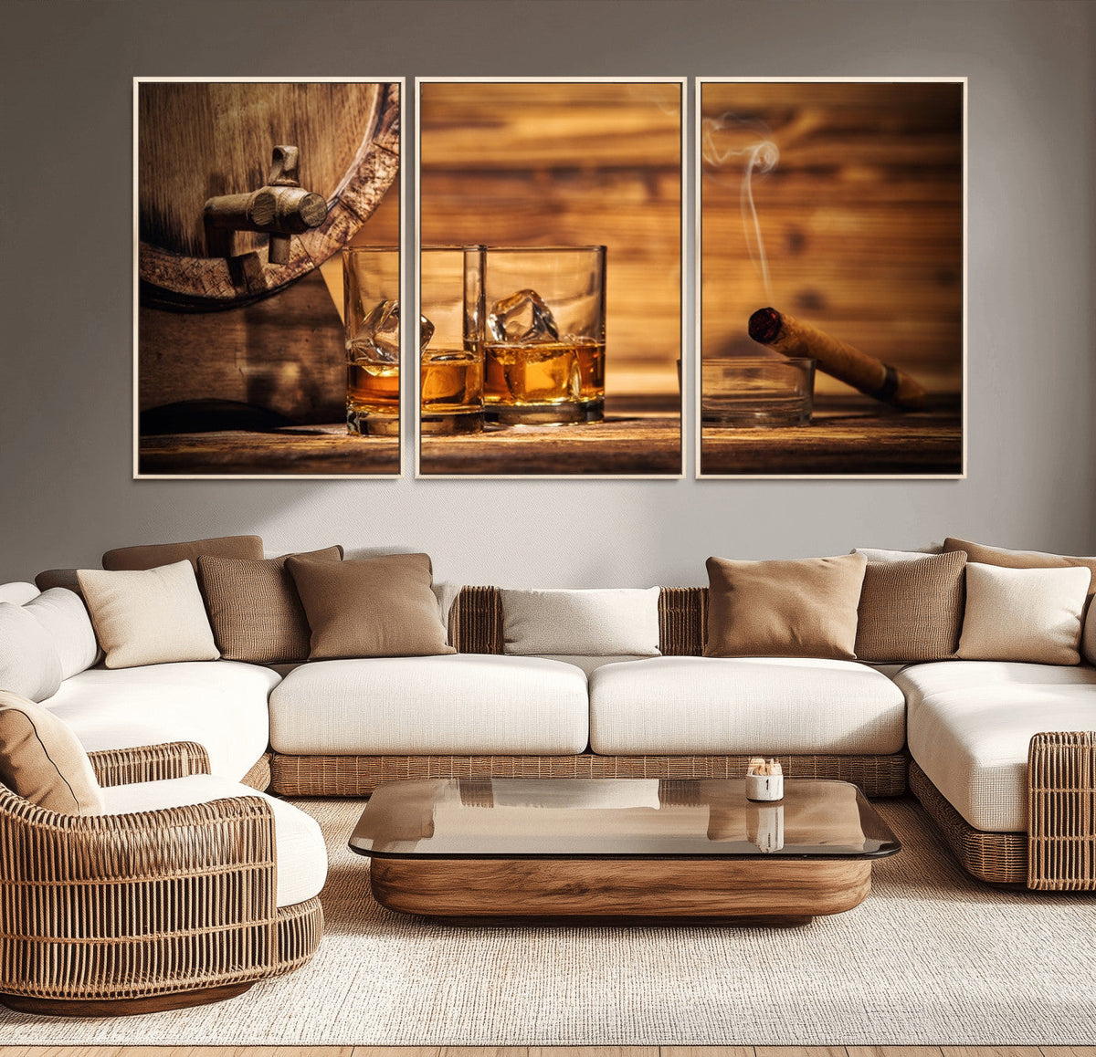Rustic Whiskey and Barrel Canvas Print