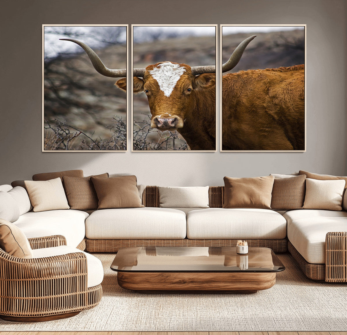Texas Longhorn Canvas Wall Art - Longhorn Steer Canvas Wall