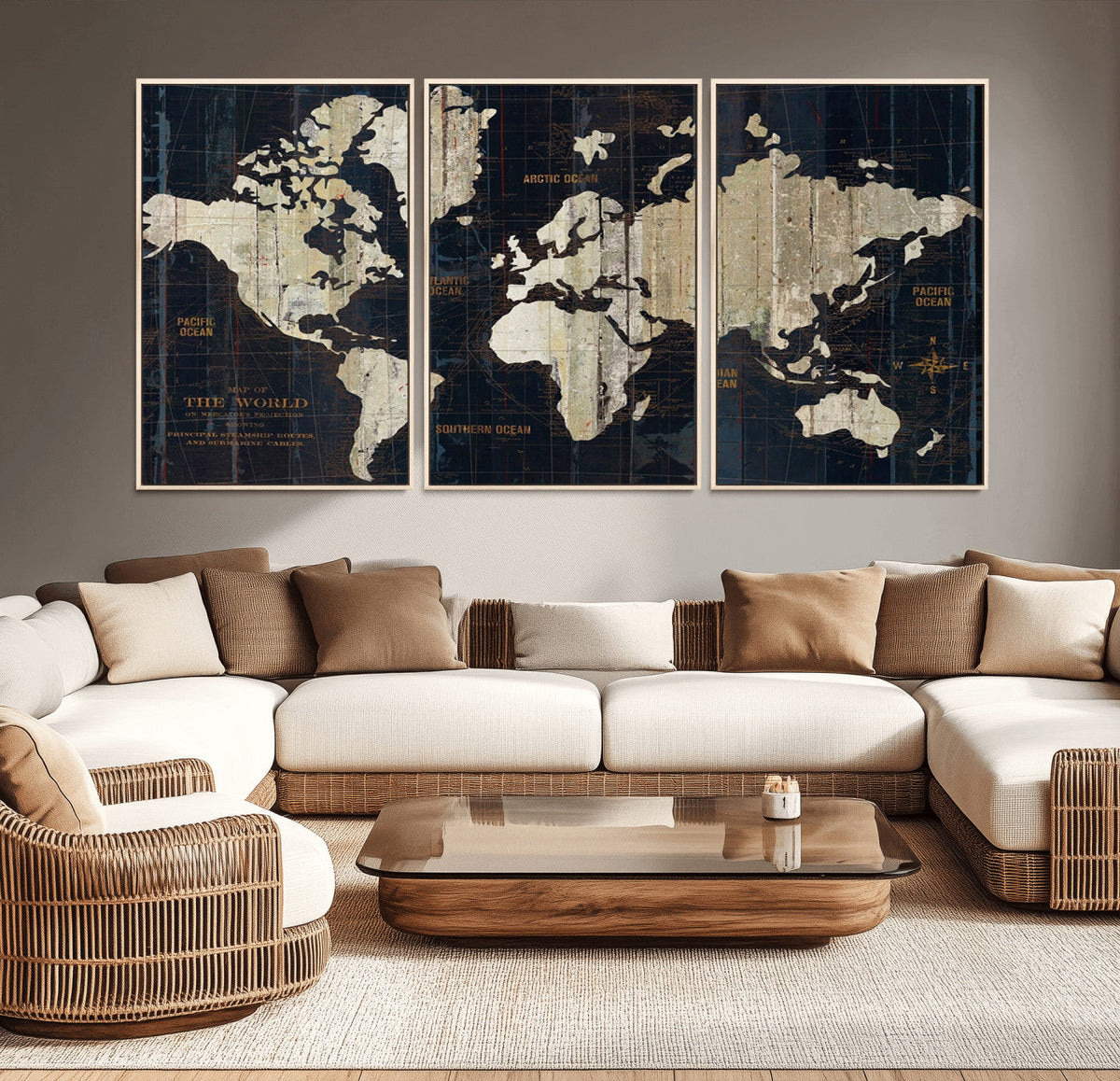 World Map Canvas Print – Detailed Map of the World Wall Art