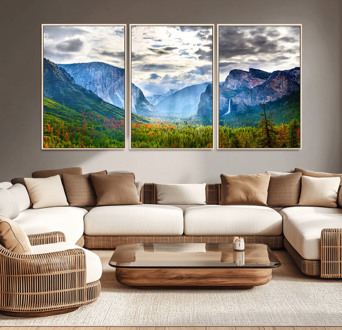 Yosemite Park Half Dome 3 Panel Canvas Print | Large Giclée