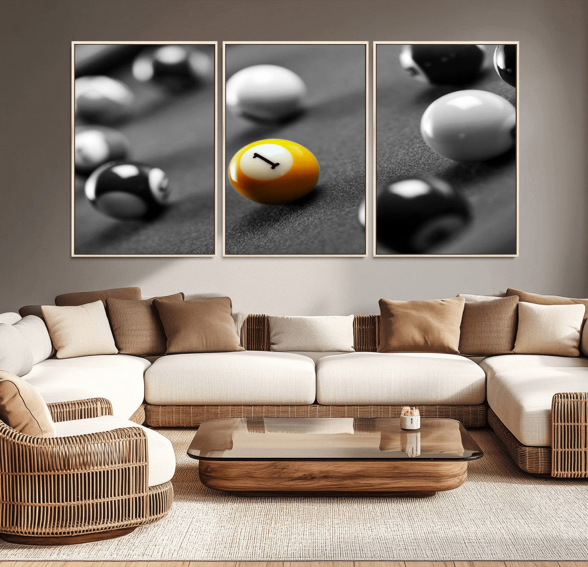 Wall Art Pool Table and Balls Canvas Print