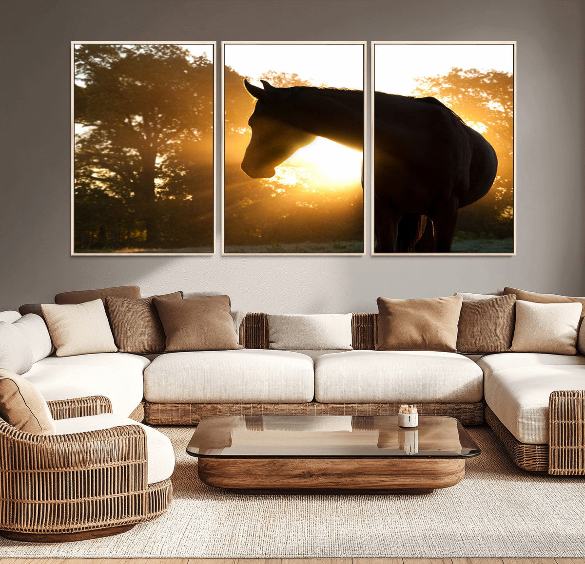 Horse at Sunset Wall Art Animal Canvas Print