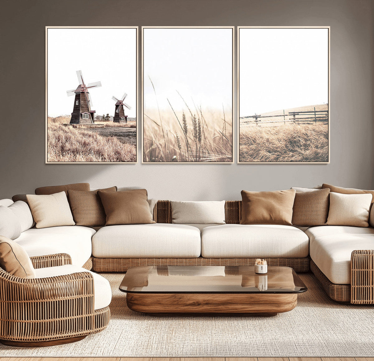 Farm Prints Set, Farmhouse Wall Art Canvas, Country House