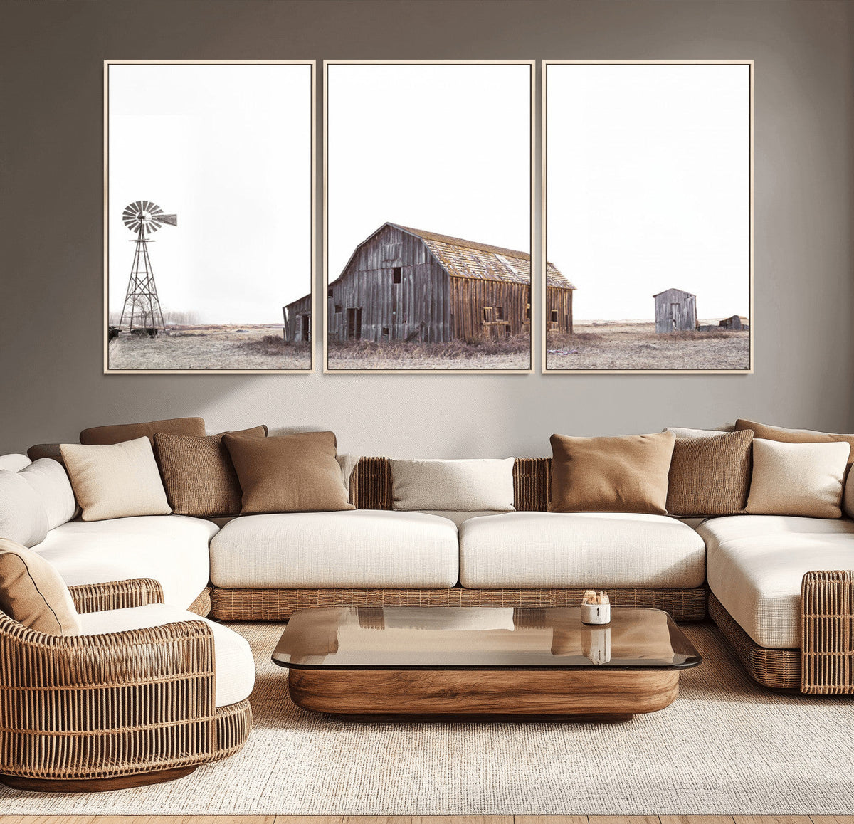 Set of 3 Rustic Farmhouse Wall Art Prints – Country Barn,