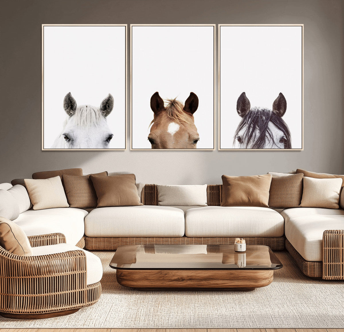 Horse Prints Set, Set of 3 Horse Wall Art, Horses Portraits,