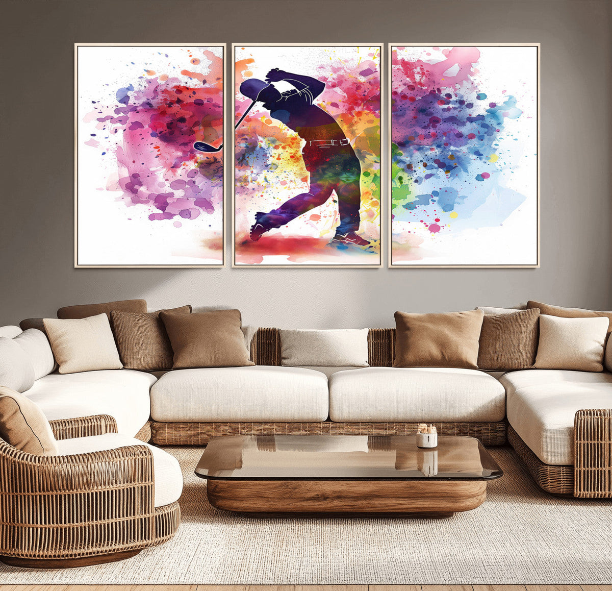 Colorful Golfer Swing Wall Art Canvas Print - Ready to Hang,