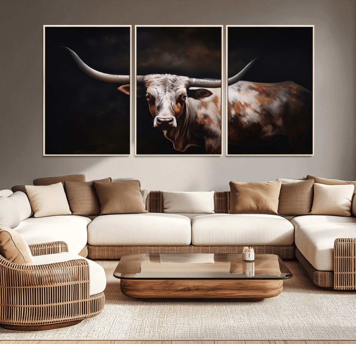 Texas Longhorn Wall Art Canvas Print | Western Ranch Decor |