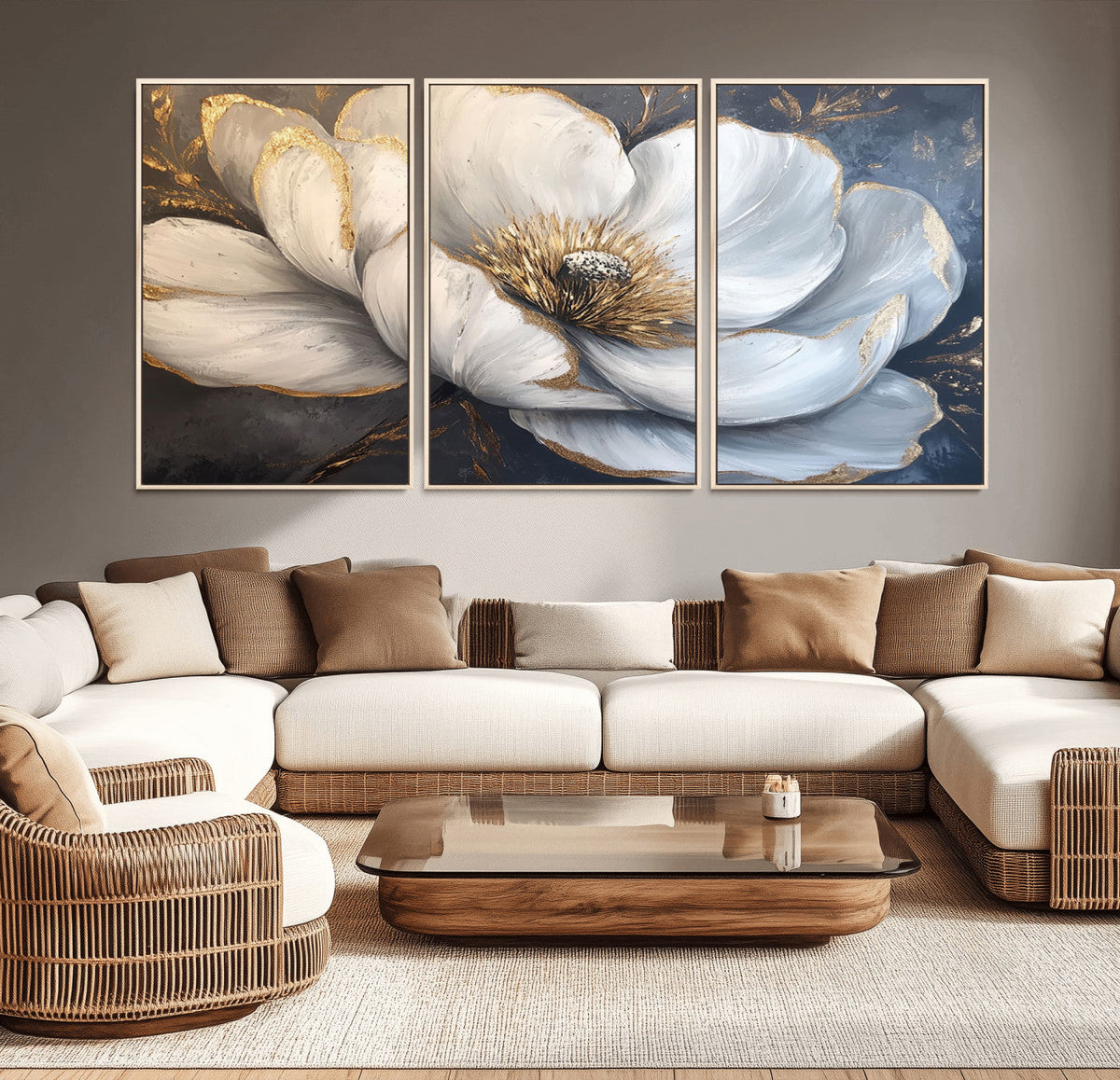 White Magnolia Flower Wall Art Canvas Print | Abstract