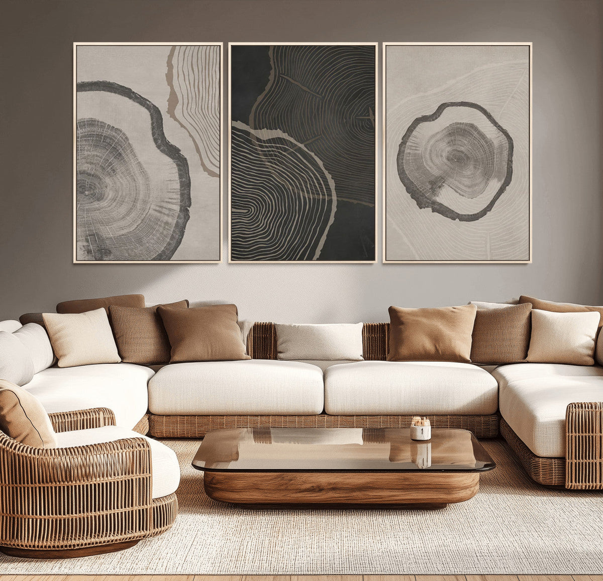 Minimalist Tree Rings Wall Art | Modern Abstract Canvas