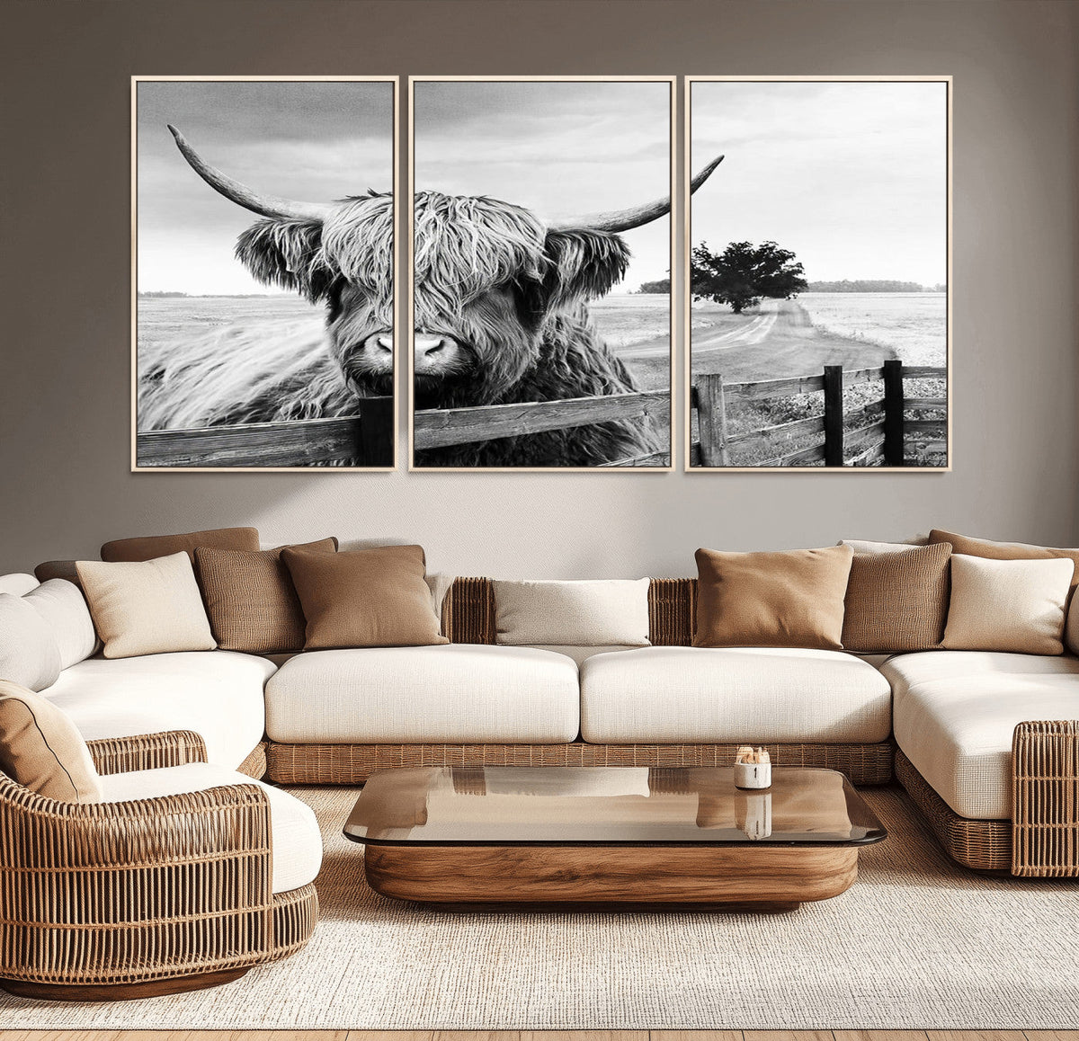 Scottish Highland Cow Wall Art | Rustic Farmhouse Décor |