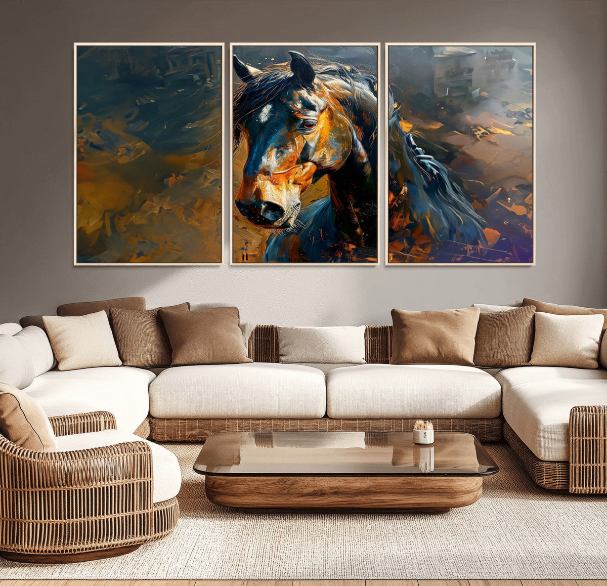Abstract Horse Wall Art Canvas Print | Farmhouse Wall Decor