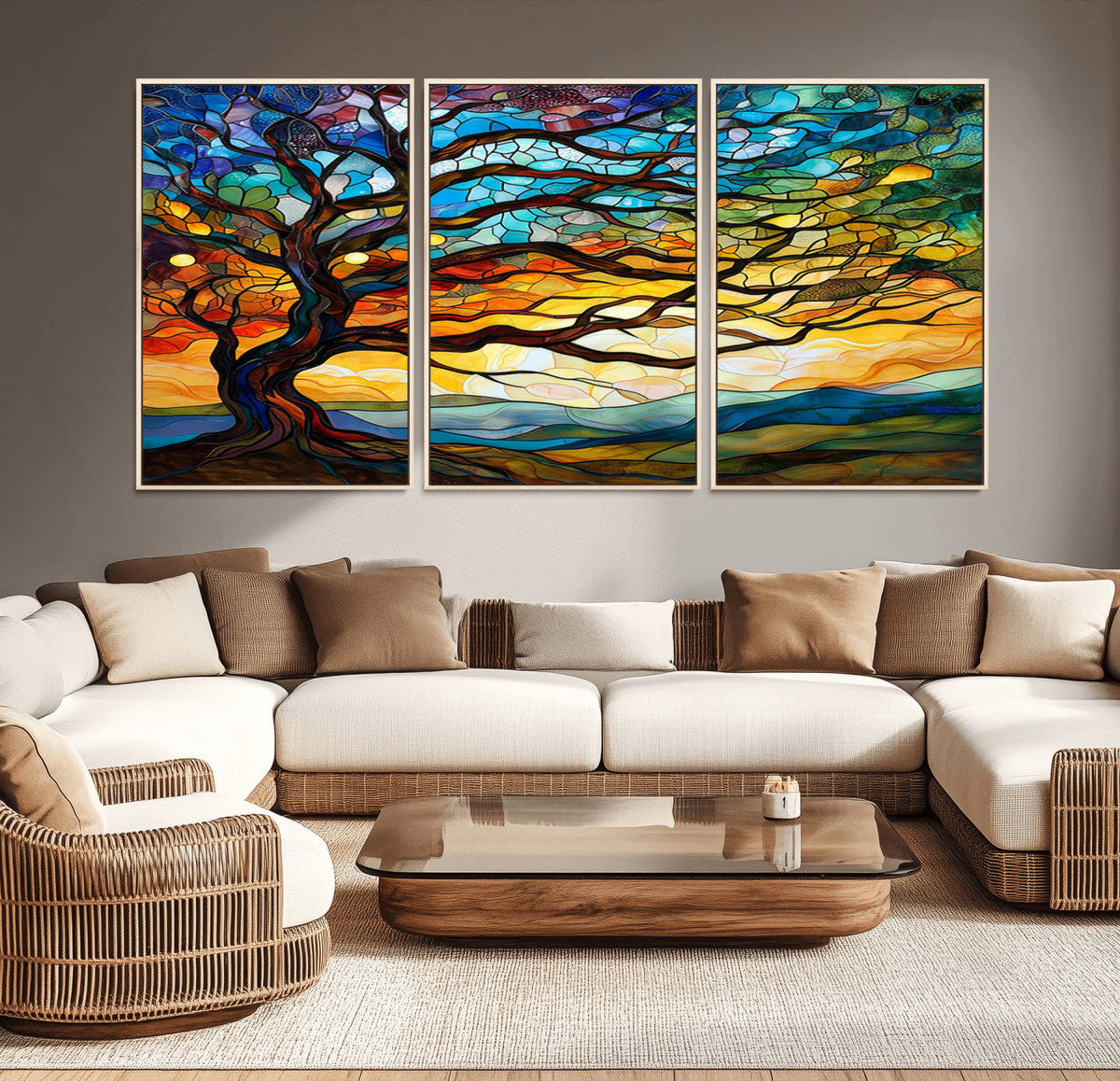 Mosaic Tree Wall Art | Ready to Hang Stained Glass Style