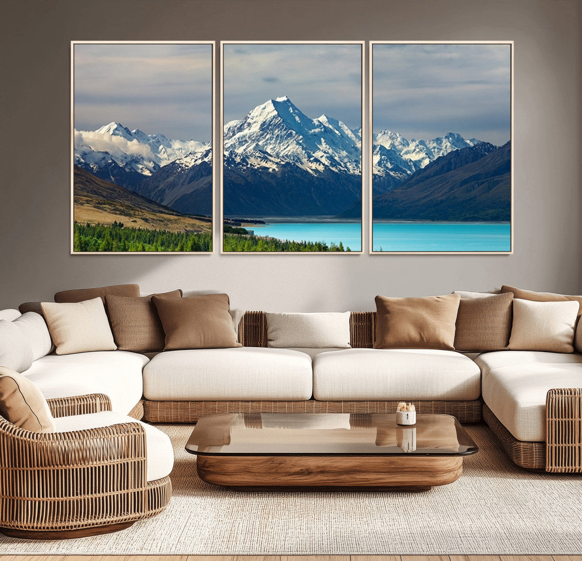 Mount Cook and Lake Pukaki Canvas Wall Art Print – Majestic