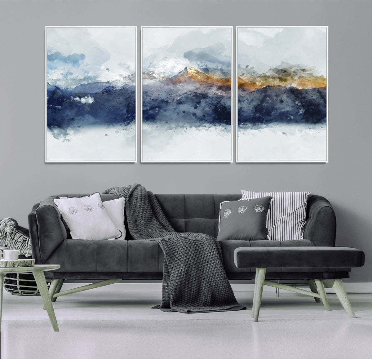 Abstract Mountain Range Art Canvas Print | 3 Panel