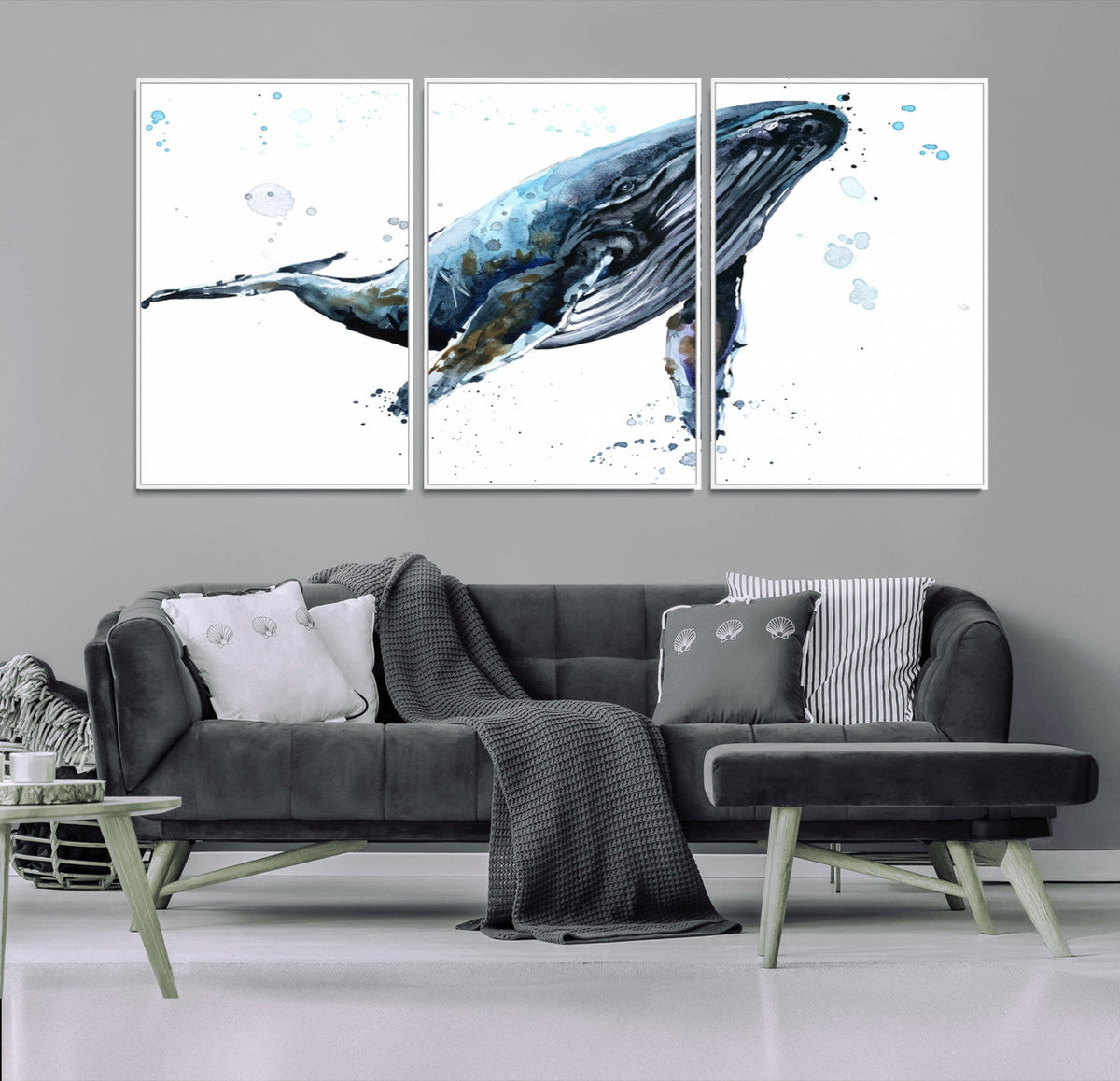 Watercolor Whale Wall Art Canvas Print