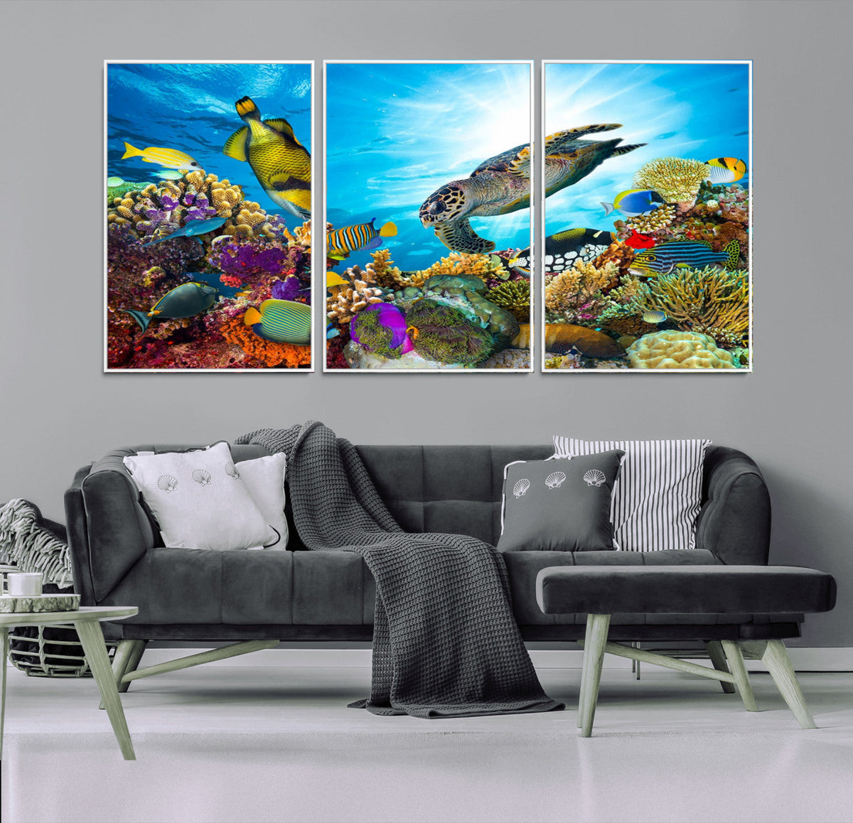 Aquatic Life Sea Turtles Fish Wall Art Canvas Print