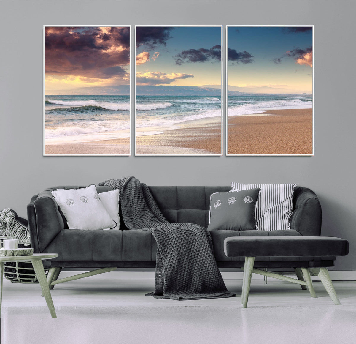 Cloudy Weather Beach Sunset Canvas Print | Sunrise Wall Art