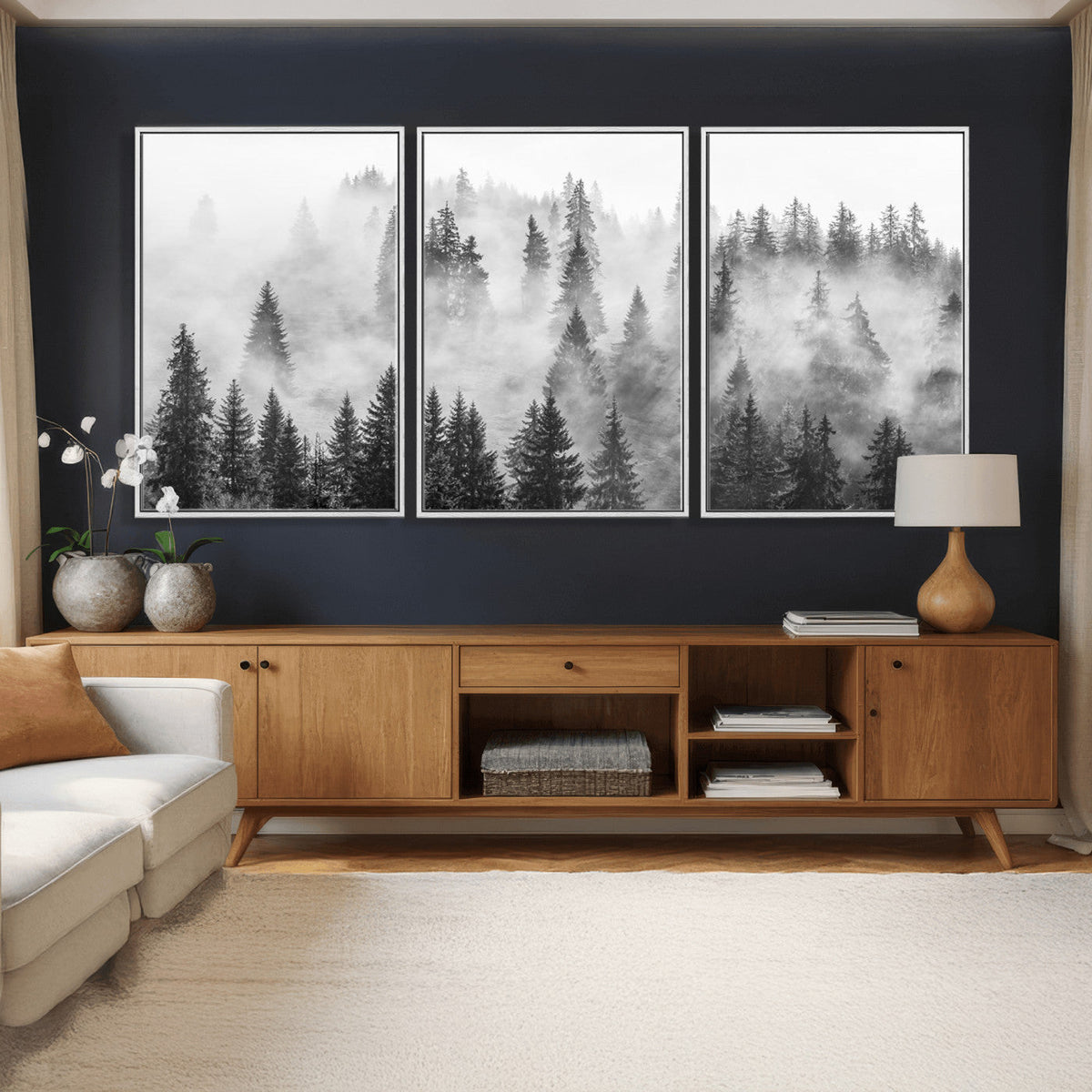 Forest Wall Art Print | Foggy Pine Forest Canvas Wall Art -