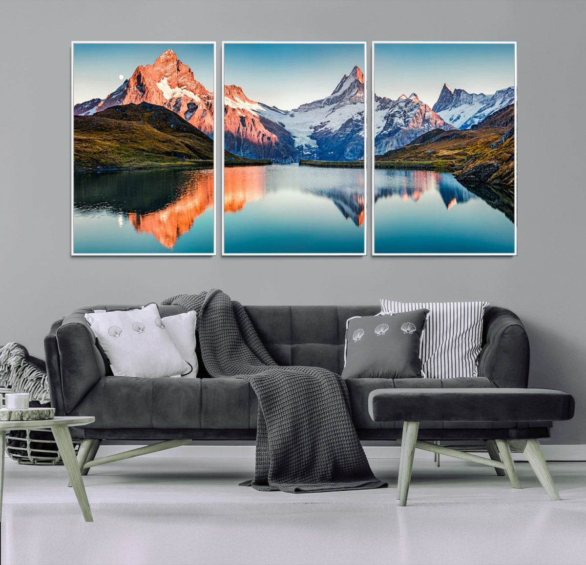 Landscape Mountain and Lake View Wall Art Canvas Print