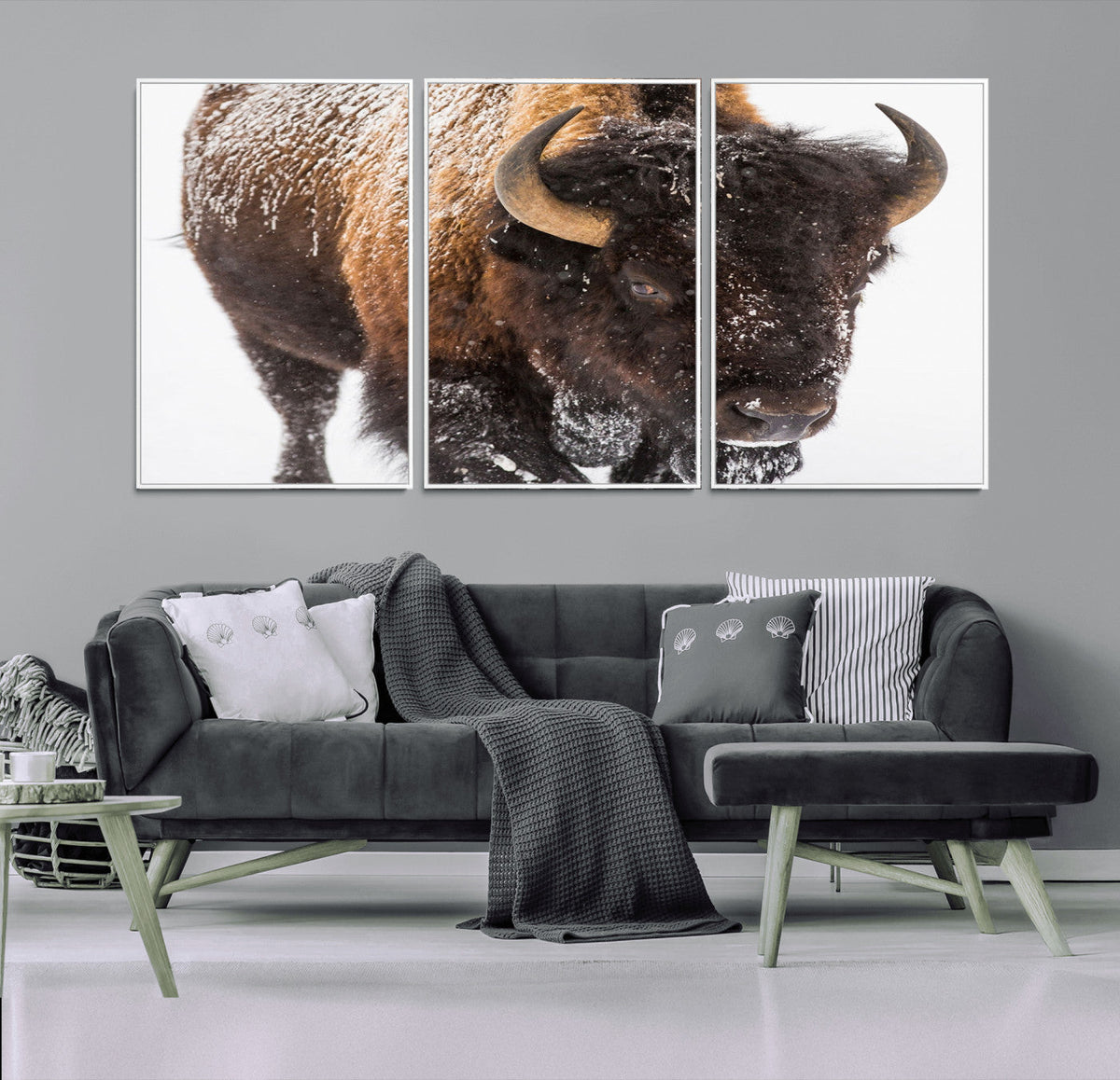 Bison Wall Art Canvas Print For Farmhouse, Wild Animal Wall