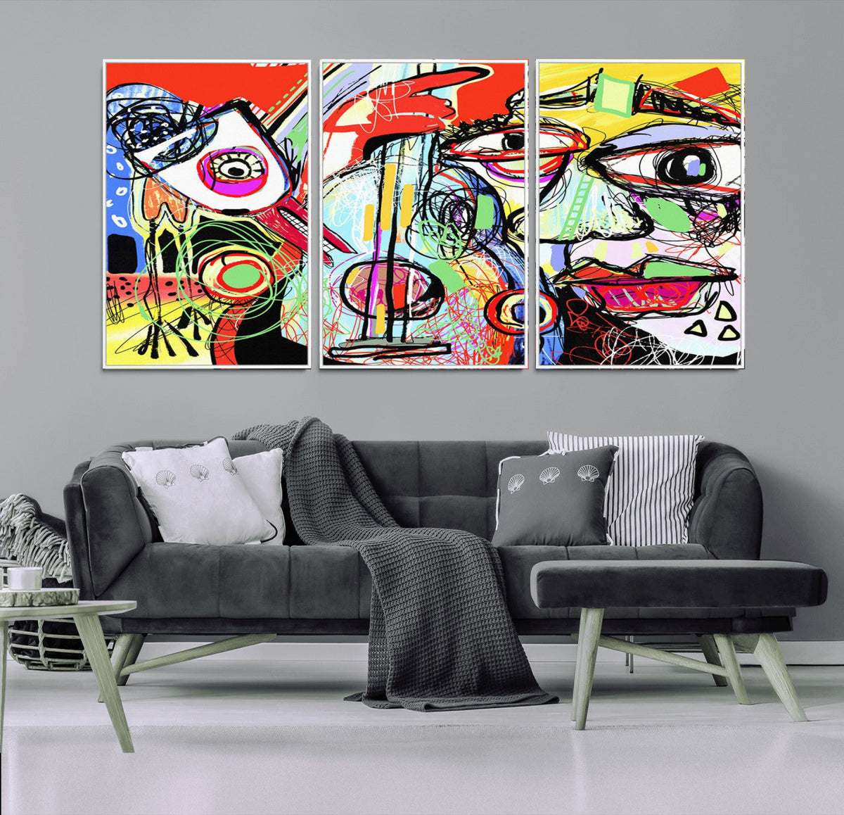 Picasso Style Art Abstract Canvas Wall Art Print , Colorful