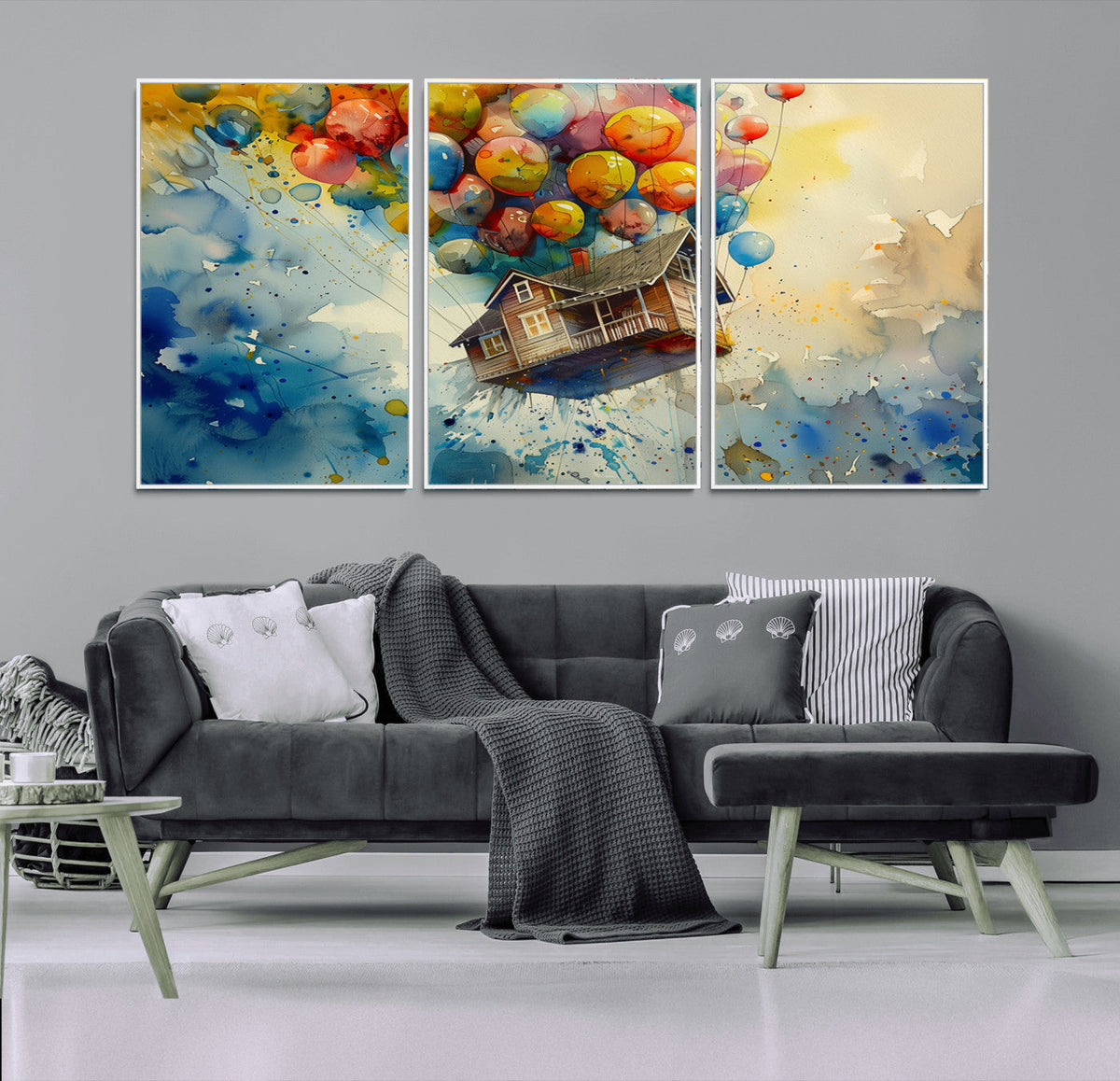 UP-Inspired Floating House with Balloons Canvas Art –