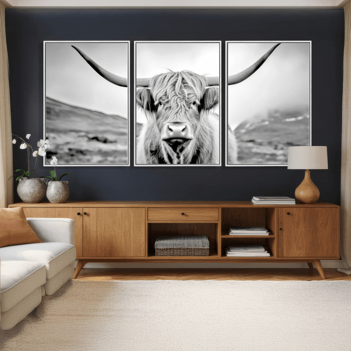 Scottish Cow Wall Art Canvas Print