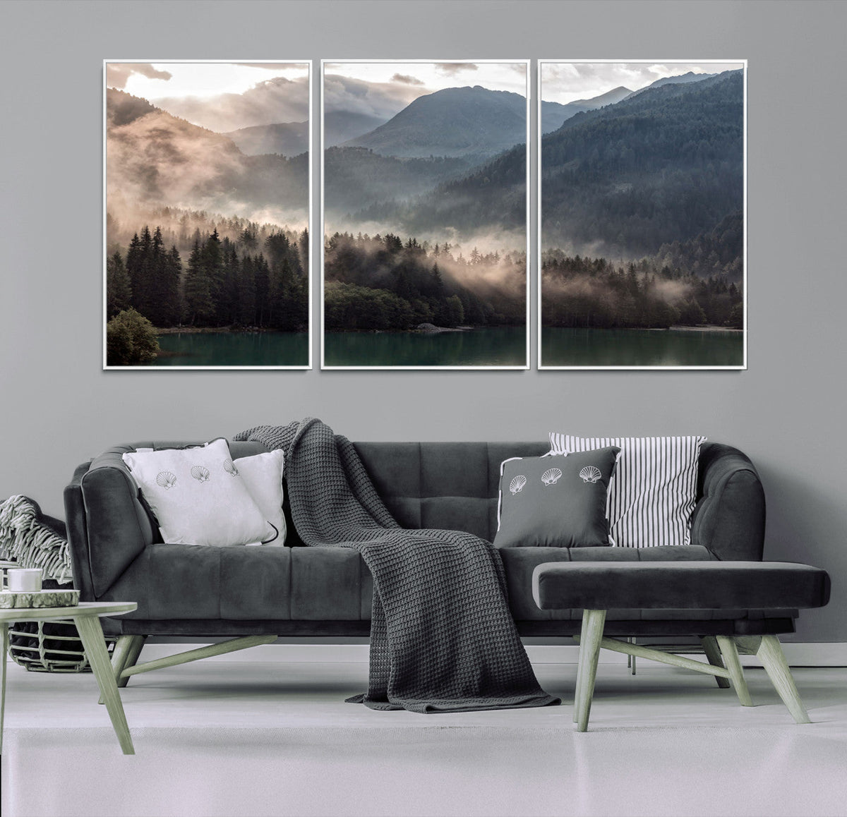 Foggy Mountain Canvas Print Forest Wall Art