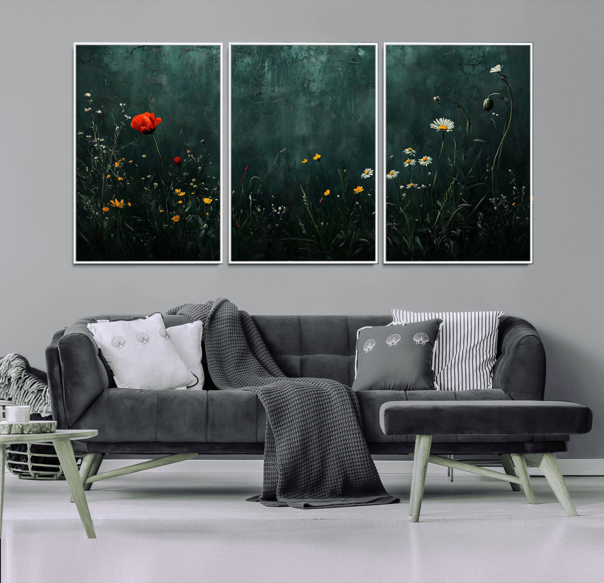 Wildflower Field Framed Wall Art, Vintage Botanical