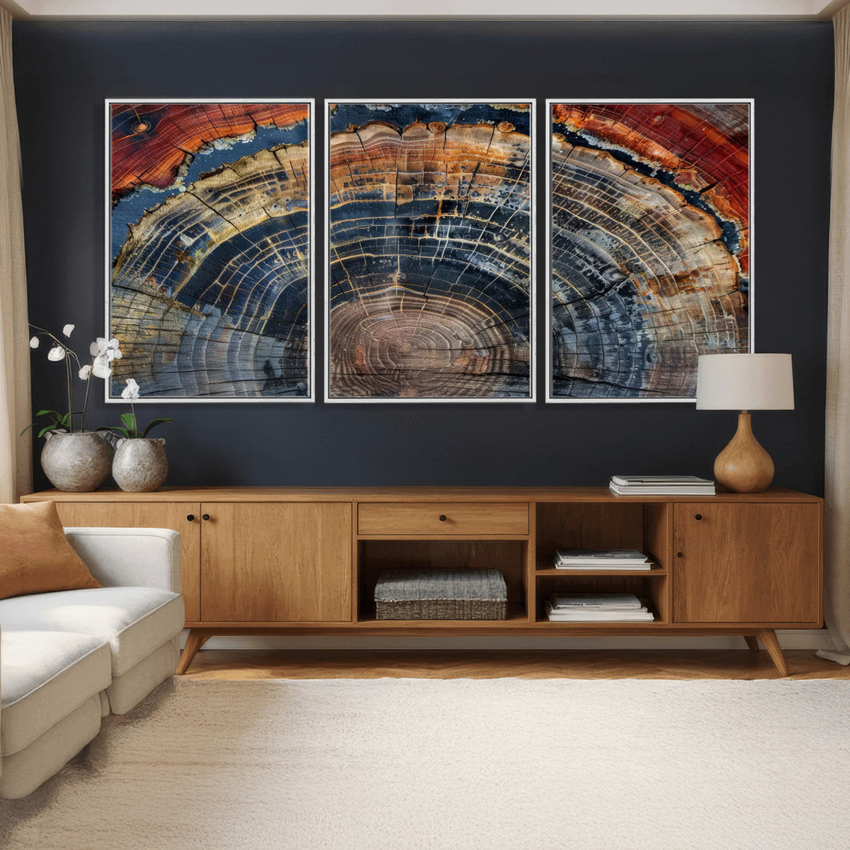 Abstract Tree Ring Wall Art Canvas Print
