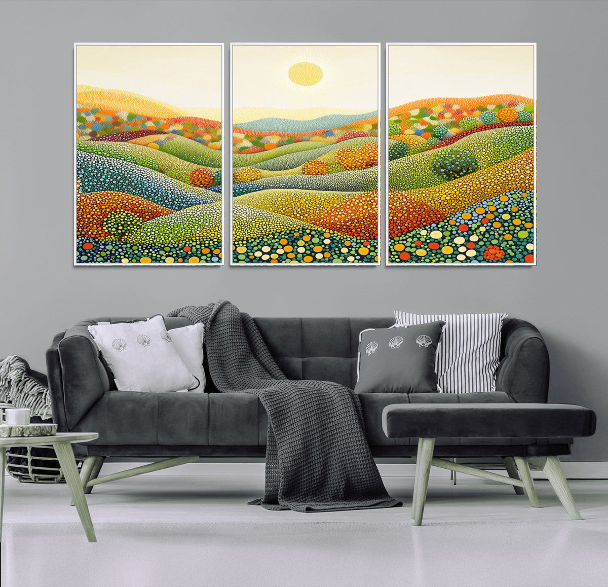 YAYOI KUSAMA Wall Art - Colorful Dot Art Landscape Canvas,