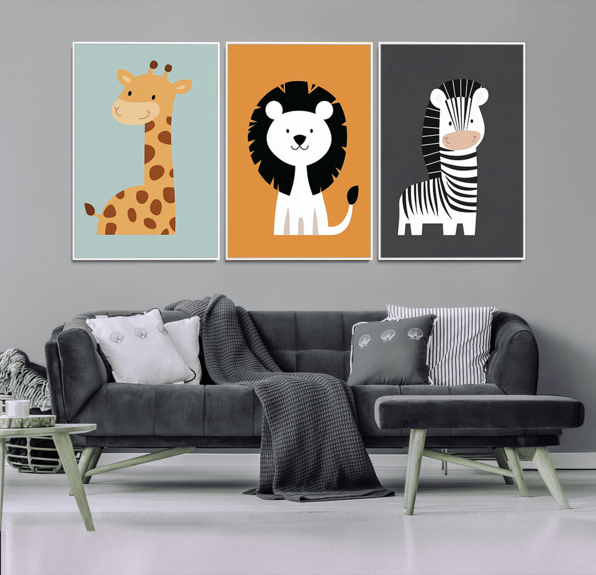 Boho Jungle Animal Nursery Wall Art Prints – Safari Decor
