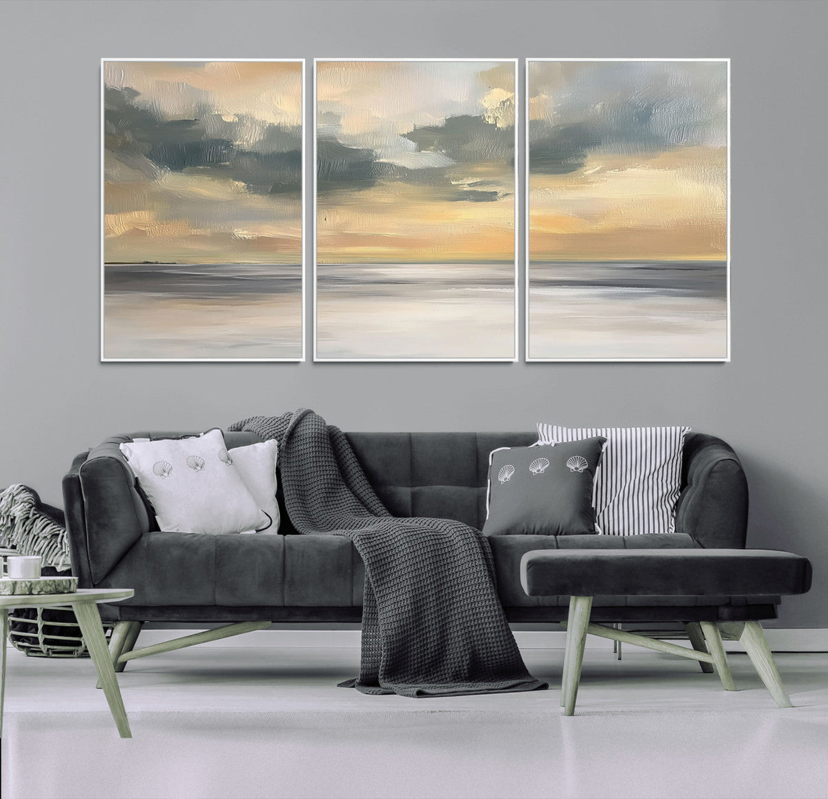 Modern Coastal Artwork with Vibrant Abstract Ocean Waves