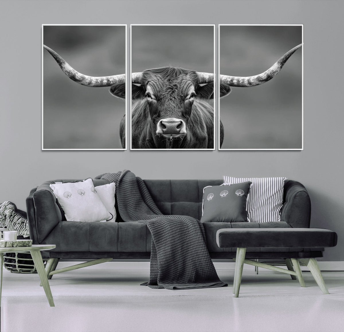 Texas Longhorn Wall Art Canvas Print – Framed Western Bull