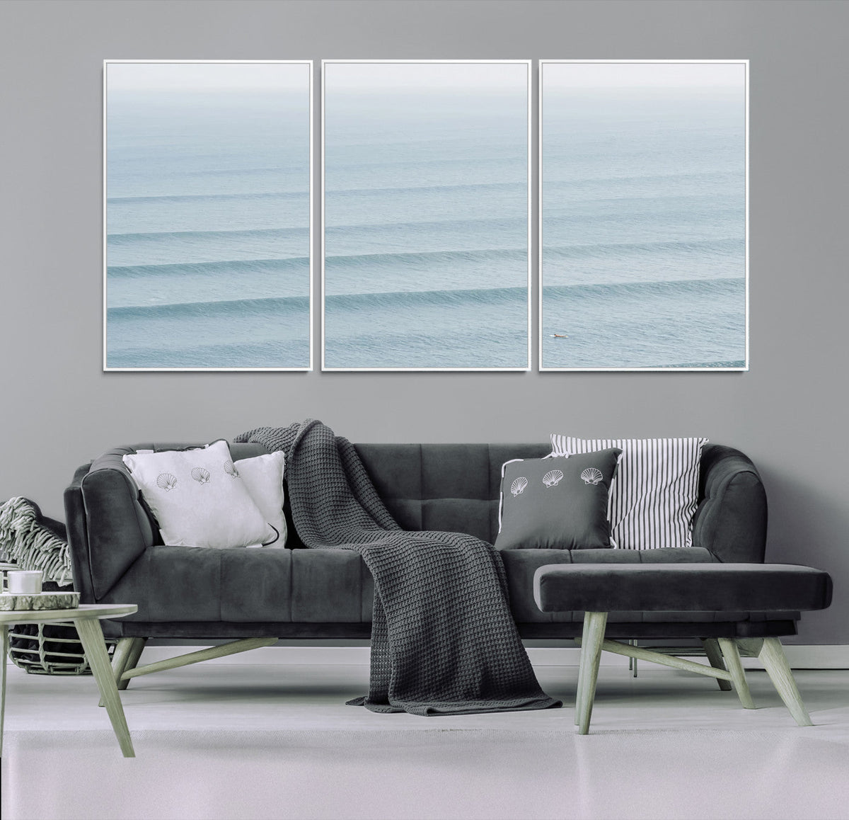 Ocean Waves Wall Art Canvas Print – Framed Solo Surfer Wave