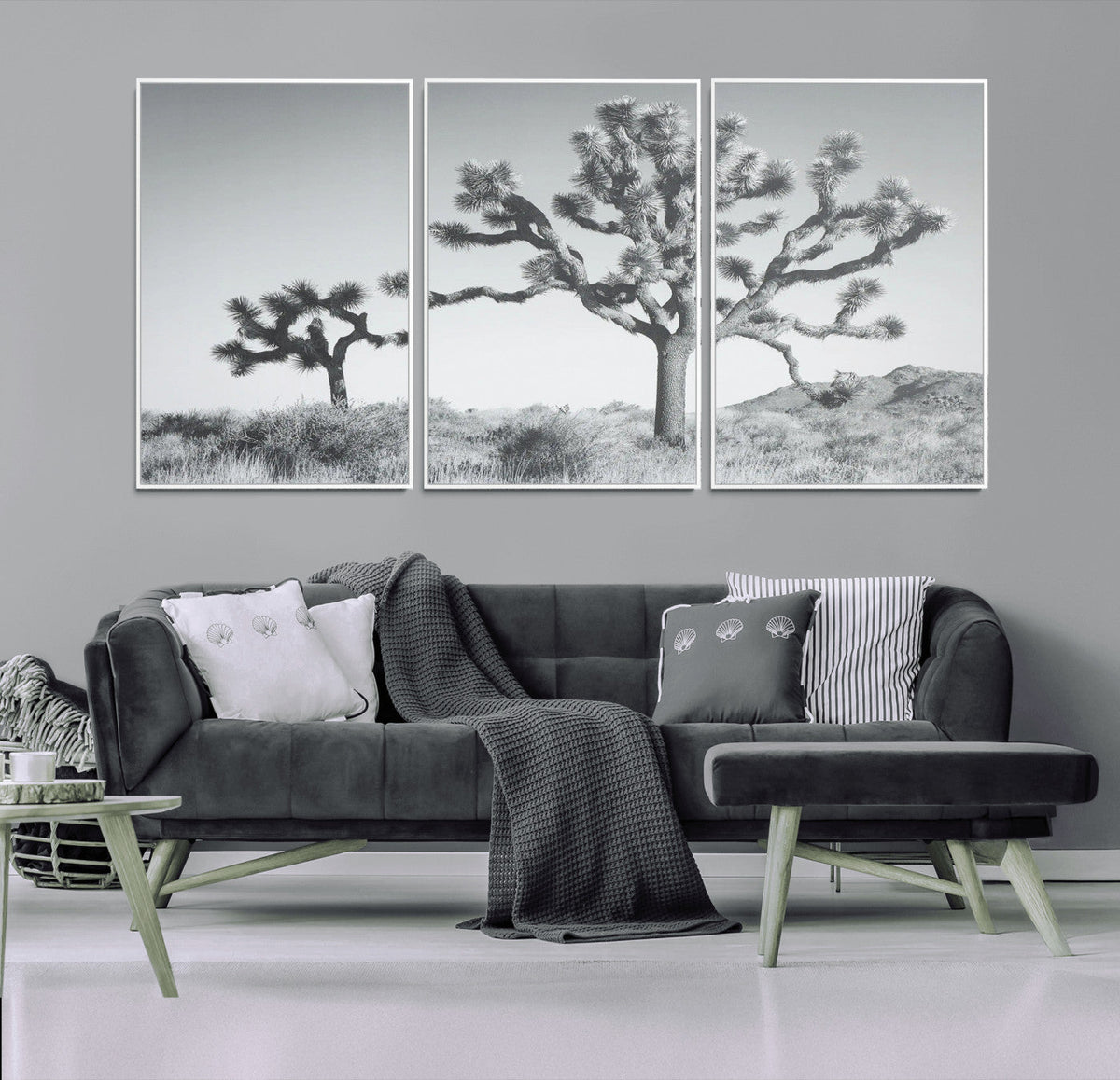 Joshua Tree Wall Art Canvas Print – Framed Black White