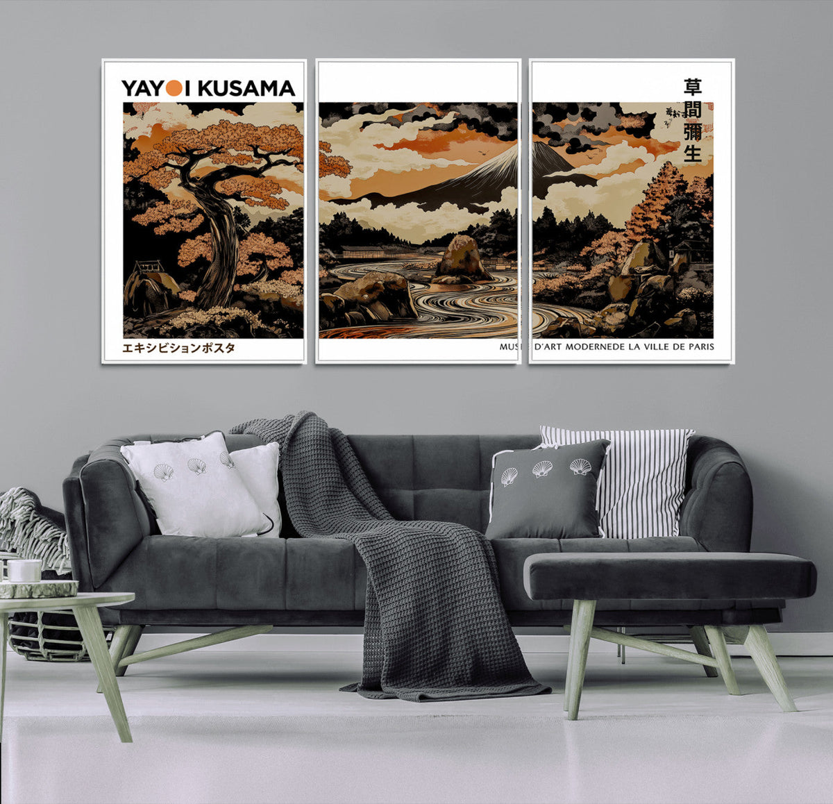 Modern Japanese Wall Art Canvas Print – Framed Abstract