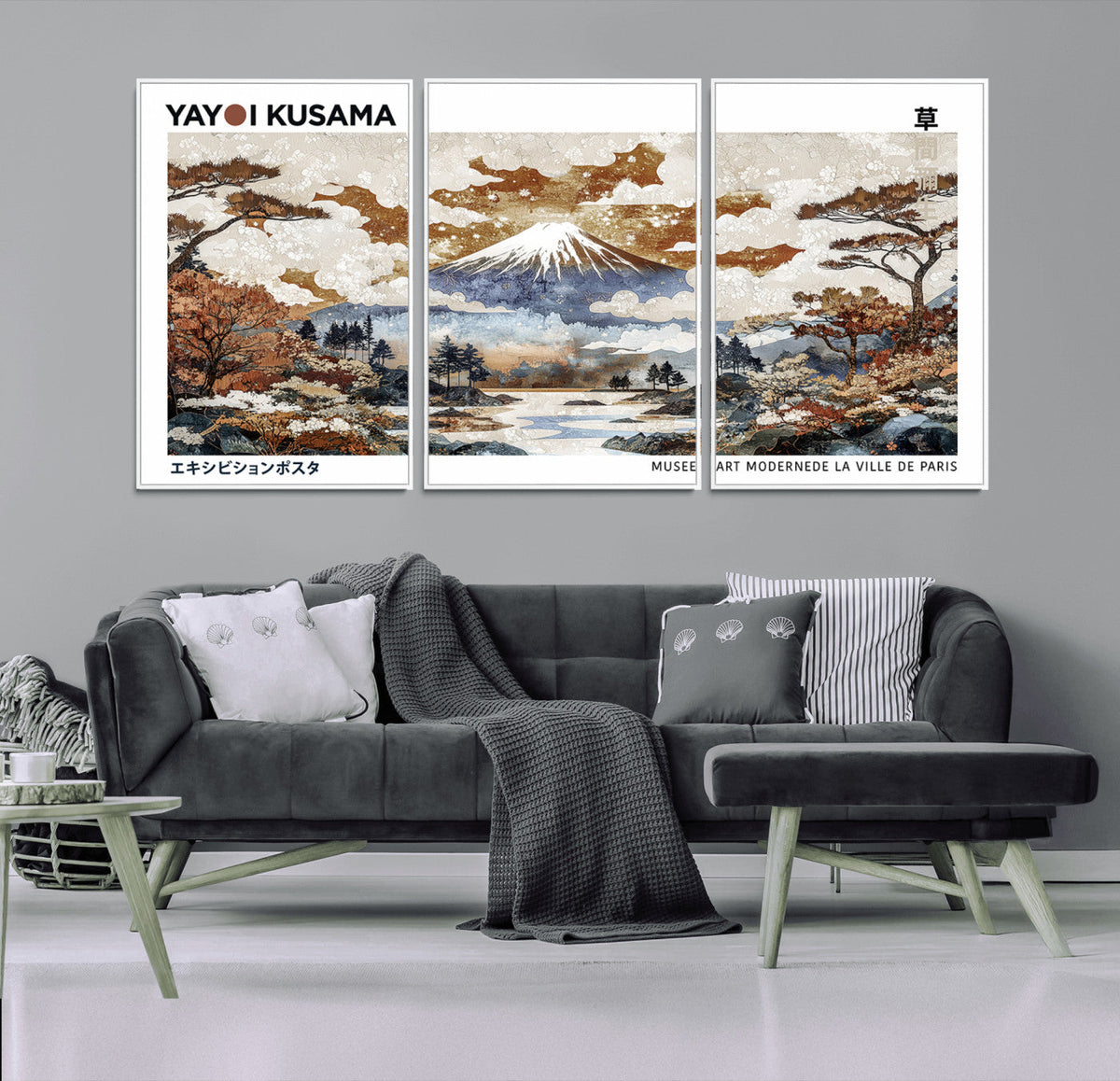 Modern Japanese Wall Art Canvas Print – Framed Abstract
