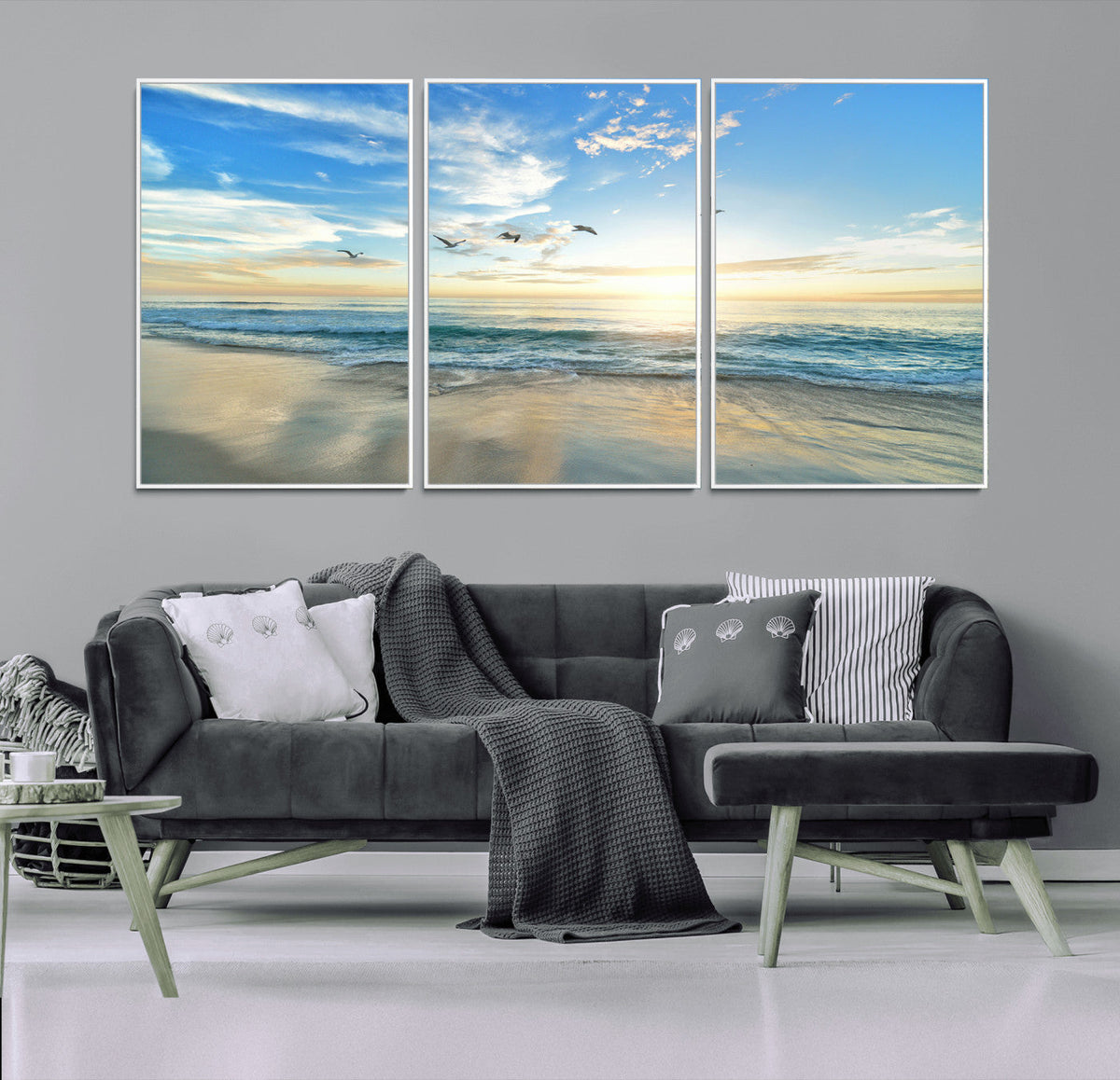 Minimalist Seaside Wall Art Canvas Print – Morning Glow