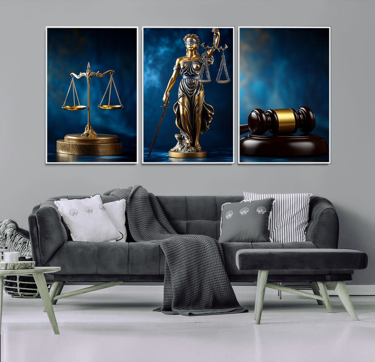 Justice Scales Statue Wall Art, Lady Justice Canvas Print,