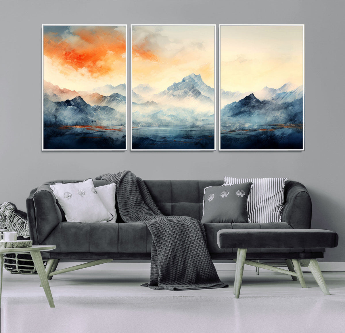 Warm Clouds Abstract Mountain Wall Art Canvas Print