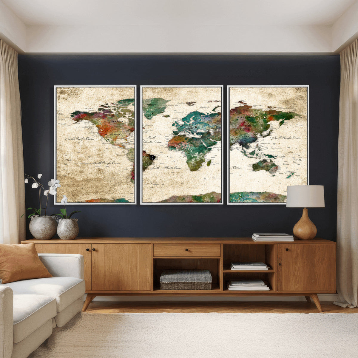 World Map Canvas Print – Framed Detailed Map of the World
