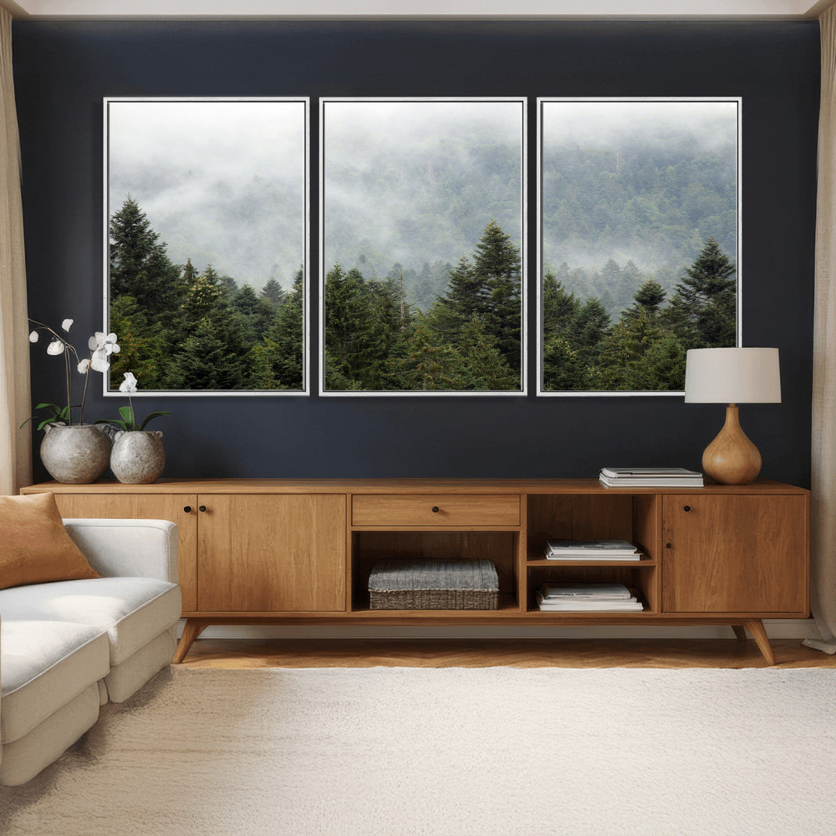 Misty Mountain Forest Wall Art Canvas Print