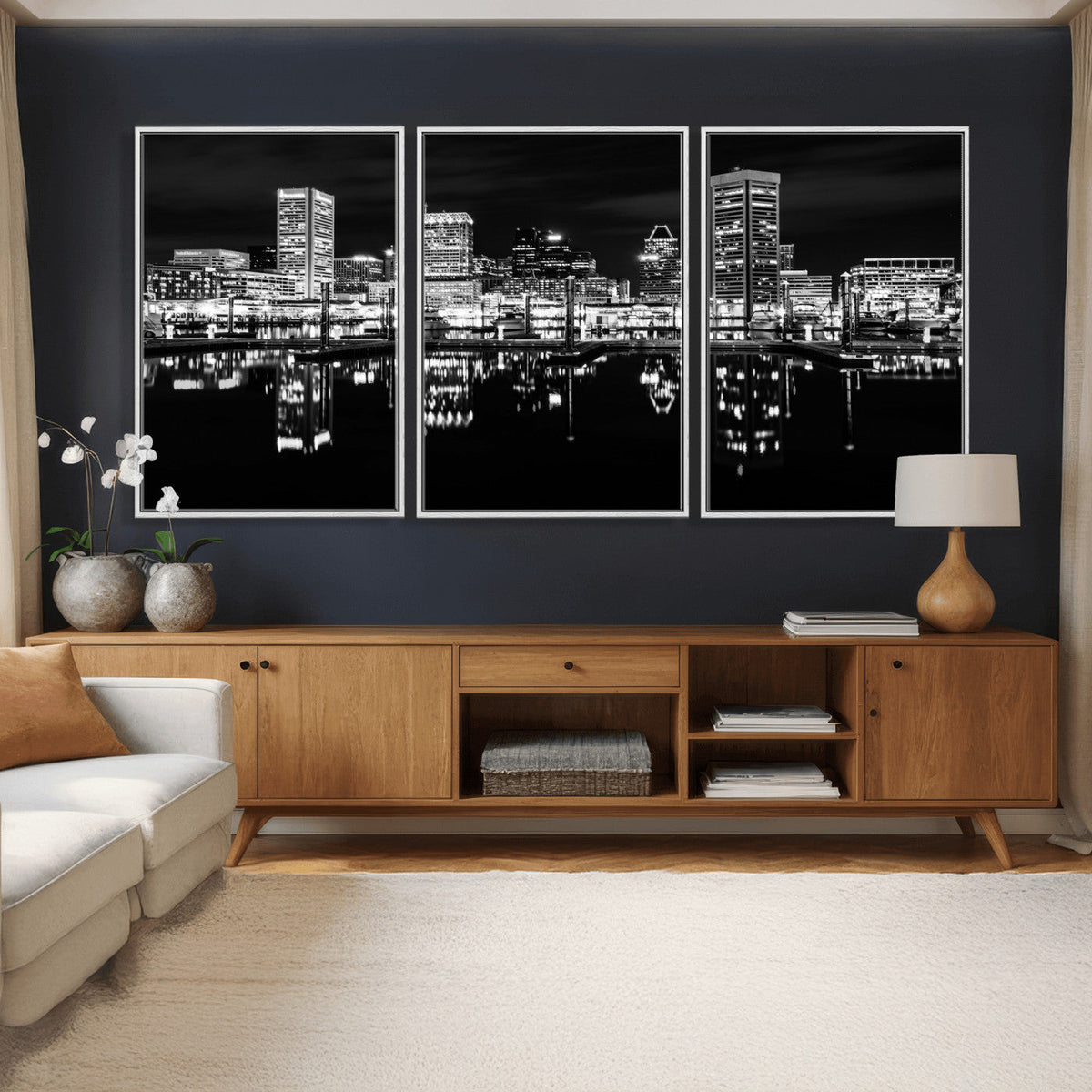 Baltimore Skyline Wall Art Canvas Print, Baltimore Downtown